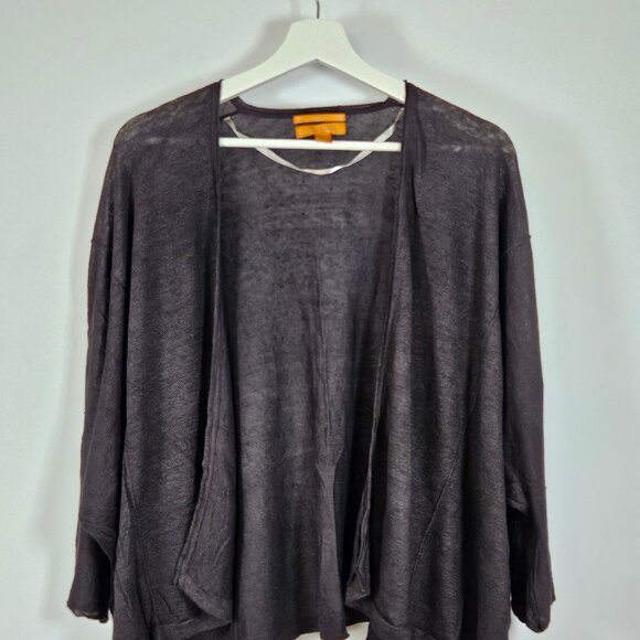 Joe Fresh Dark Charcoal Linen Kimono Style Cardigan - Picture 1 of 6